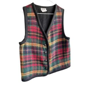Vintage plaid button down vest